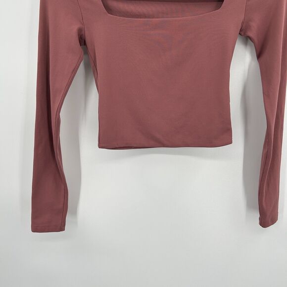 ARITZIA Babaton Mauve Rose Pink Contour Square Neck Long Sleeve Crop Top Size XS - Picture 4 of 7